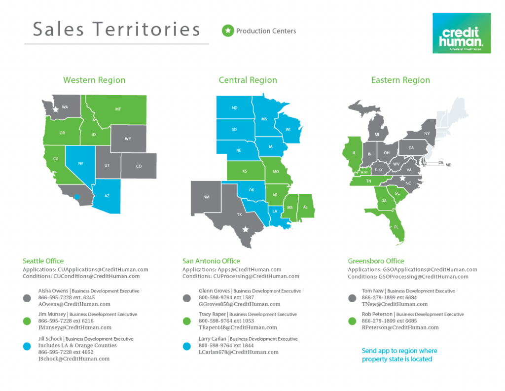 Sales Territories | Credit Human Manufactured Homes